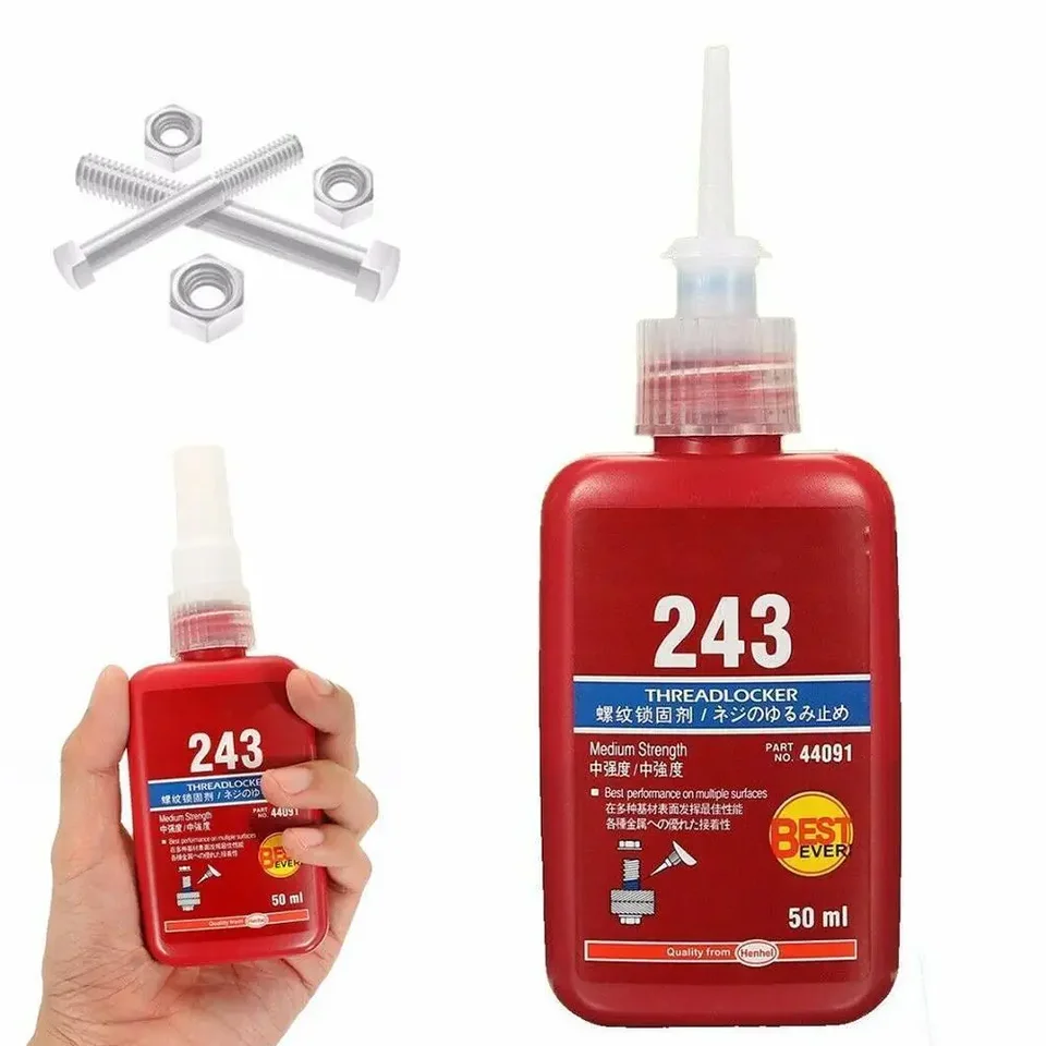 10/50 ml skrutkovacia závitová závitová závitové prostriedky Anaeróbne lepidlo 243 Odpor lepiaceho oleja rýchle vytvrdzovanie Horúce lepidlo na upevňovacie skrutky