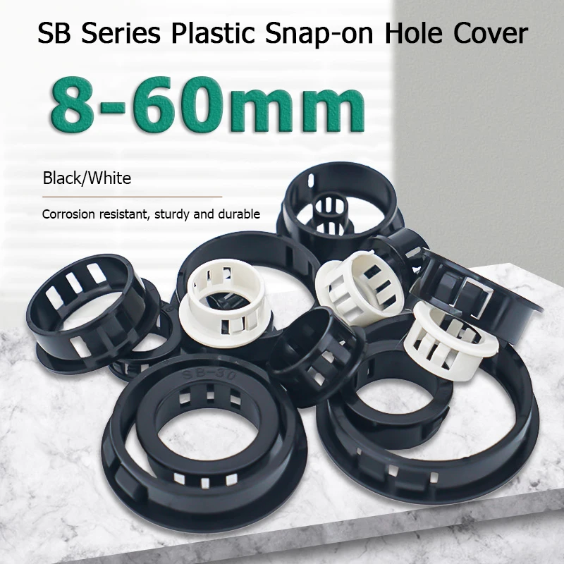 10-500ks 8-60 mm WHO/BLACK Snap-On Cover SB FOUND DREON DREVA PLASTNÉ TABLE VLASTNOSŤ Kábel kábla 11 15 16 19 22 22 25 28 30
