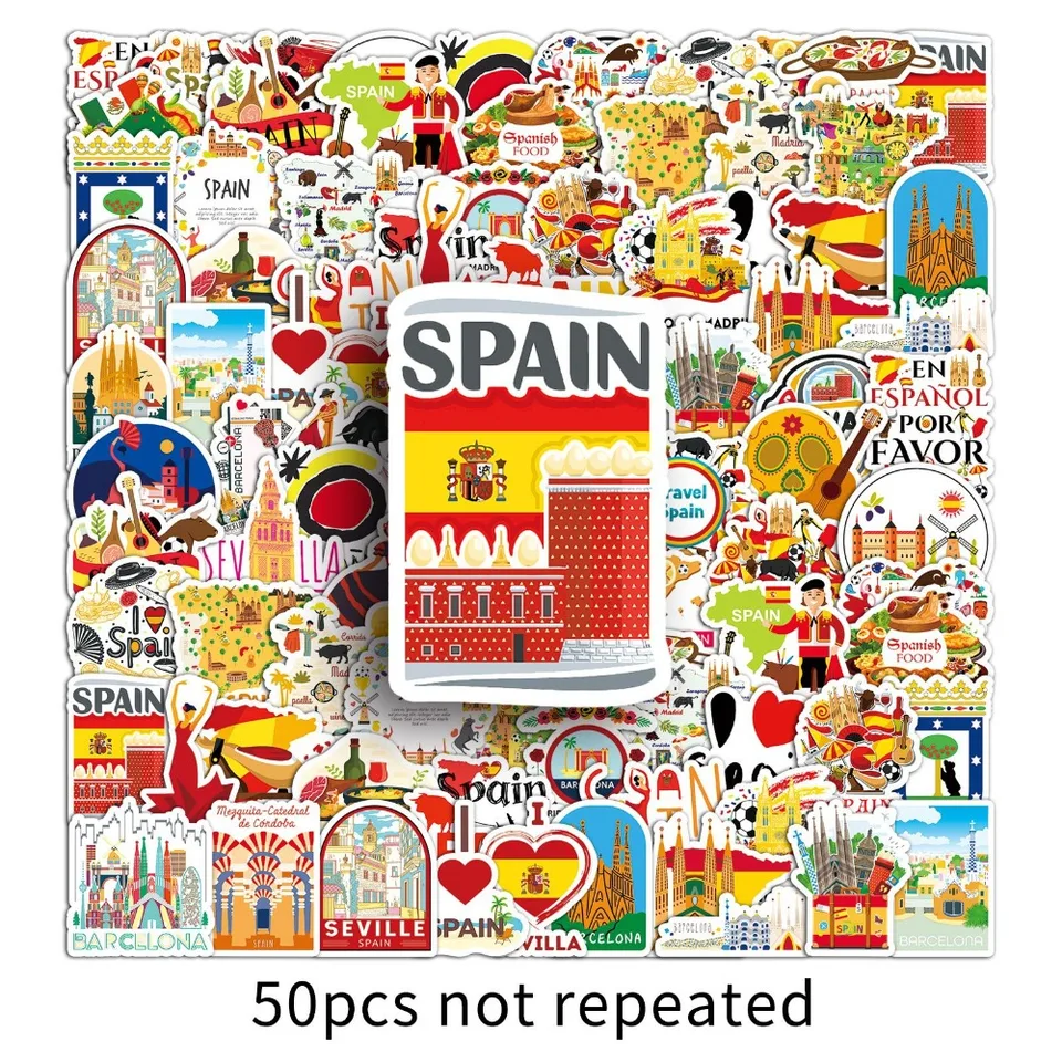 10/50ks karikatúra španielsky štýl nálepky Vinyl laptop nálepky Zábavné pre gitarový telefón batožiny Skateboard Witerproof Graffiti Gifts