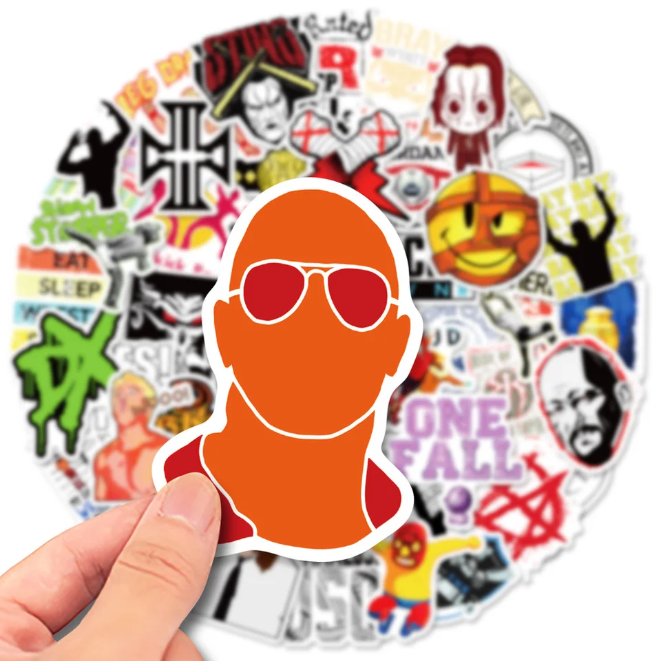 10/50ks WWE STACKER STACKER pre auto prenosný počítač PVC Batoh Domov Domáce PAD DECALE Vodotesné klasické hračky Cool Wrestling Stickers Darčeky