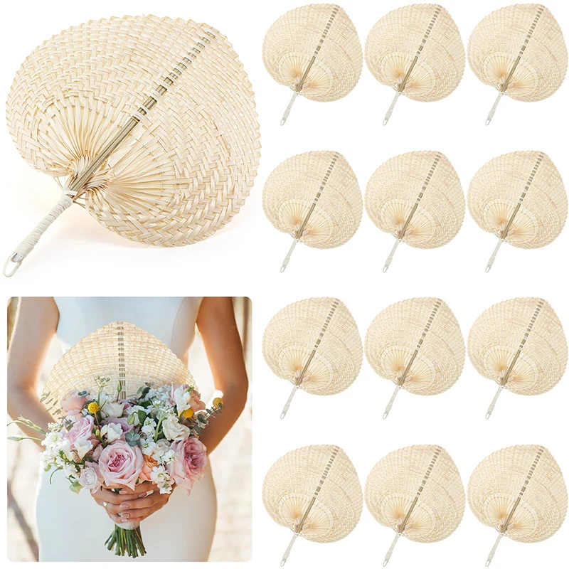 10-60ks tkané bambusové ručné fanúšikovia Svadobné výhody pre hostí Boho Fan Wall Decoration Raffia Skladacie ručné fanúšikovia Abanicos de Mano