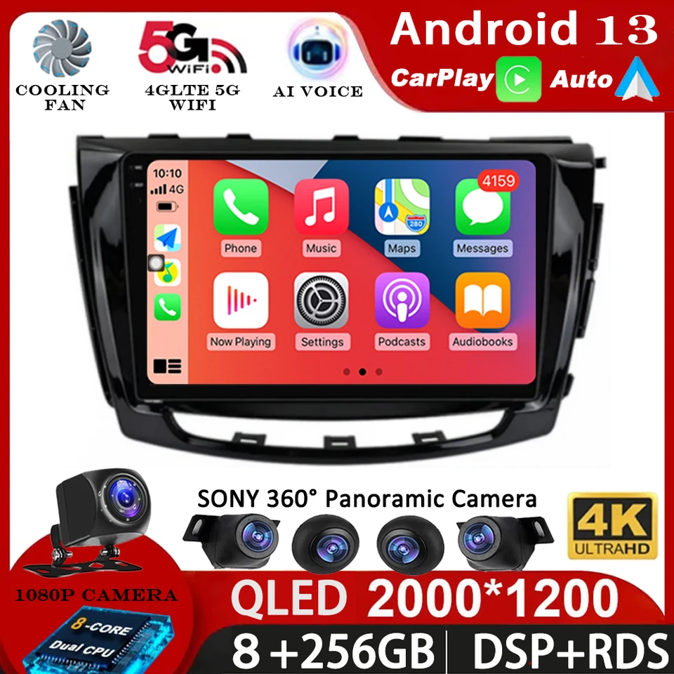 10 Automobilové rádio pre Greatwall Gwm Steed Wingle 6 2014 - 2021 GPS WiFi 4G Navigation Wireless Carplay Stereo Auto Multimedia QLED