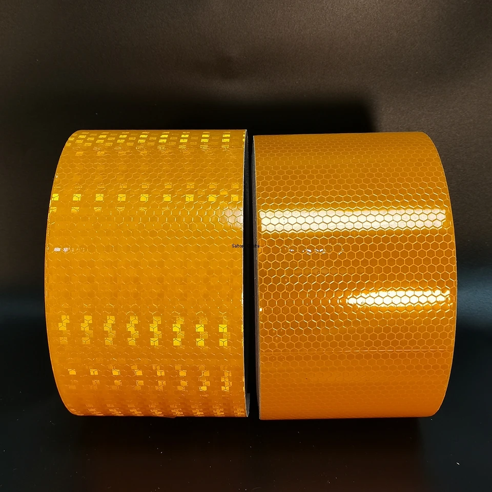 10 cm*5 m vodotesný lepší reflexný materiál Vysoko viditeľnosť výstražná bezpečnostná páska Oranžovo-žltá reflektory nálepky pre nákladné autá