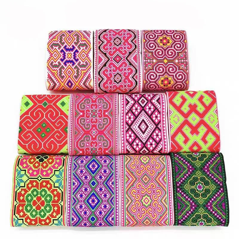 10 cm 7 metrov čipka hmong amao šaty sukňa hmong šaty vyšíva Jacquard tkané páske etnické menšiny