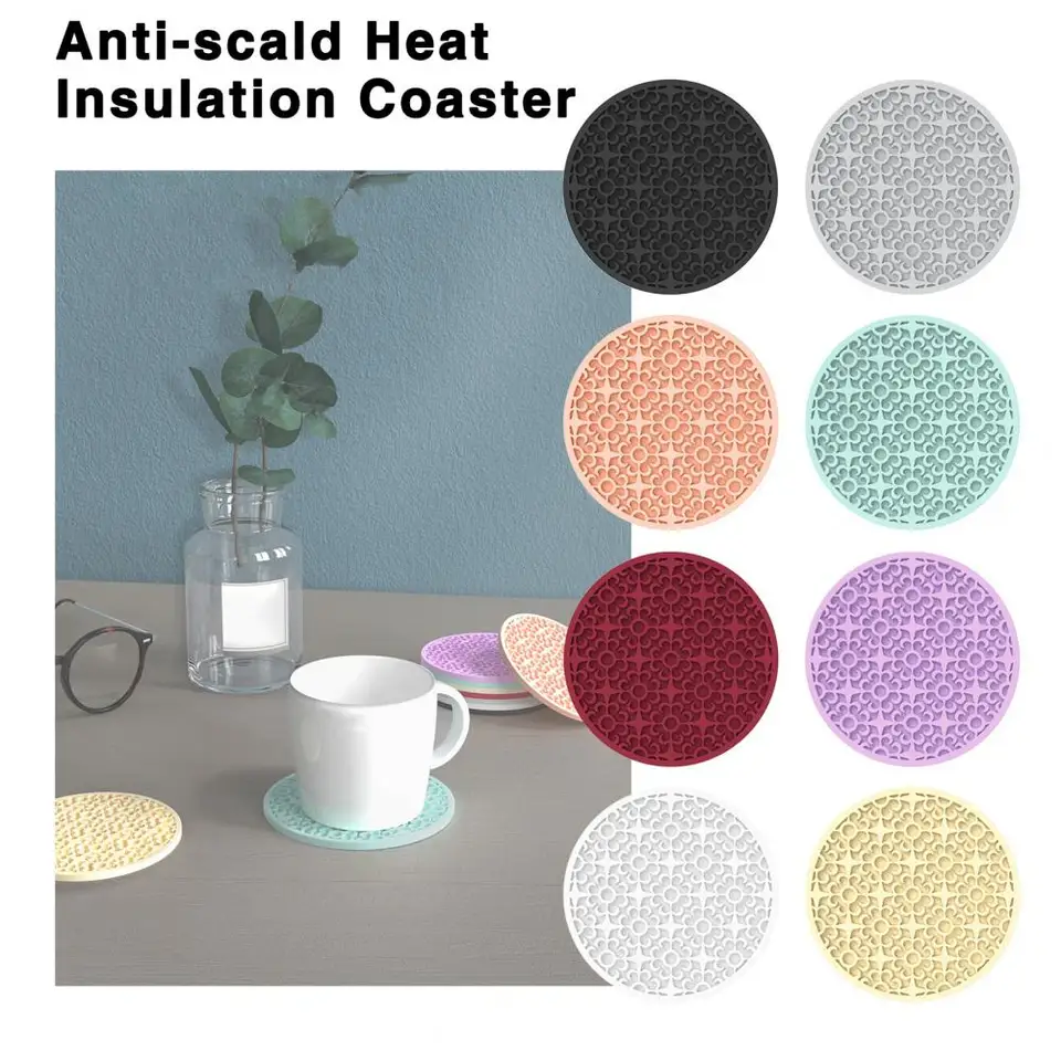 10 cm silikónová tácka Retro vzorovaná tepelná izolácia Vintage guľatá anti-Scald Coaster Pot Mat jedálenský stolík Izolačná podložka