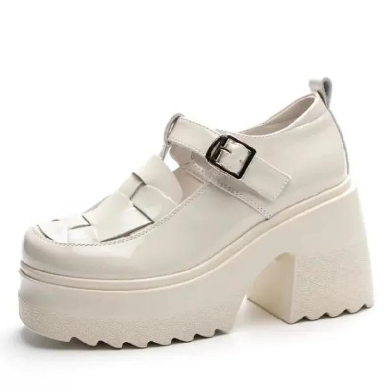 10 cm syntetické patenty Originálne letná platforma klin Mujer Comfy 2024 Fashion Black Buckle Ženy sandále Dámy horúce predajné topánky