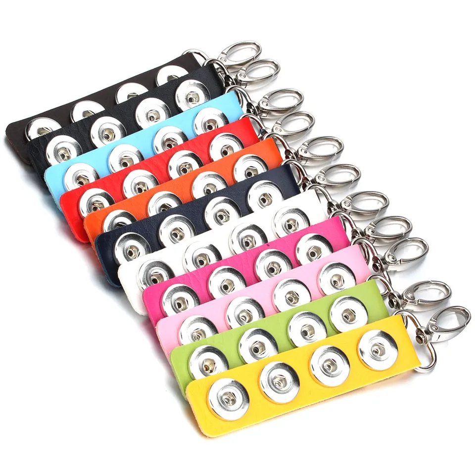 10 farebných gombíkových gombíkov šperky Keychain DIY PU kožené reťazce kľúča Klávesnica pre mužov Kľúčové krúžky Dám