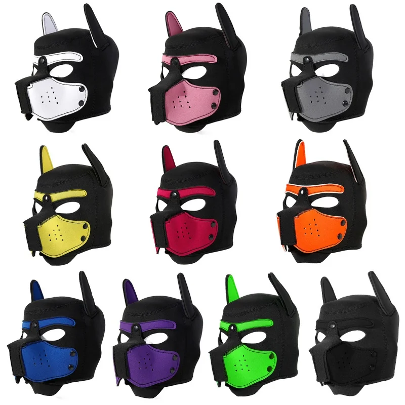 10 farieb Puppy cosplay kostýmy latexu gumová čalúnená maska ​​psa Maska plná maska ​​kapucňa s ušimi pre mužov Ženy psí rola hry hry