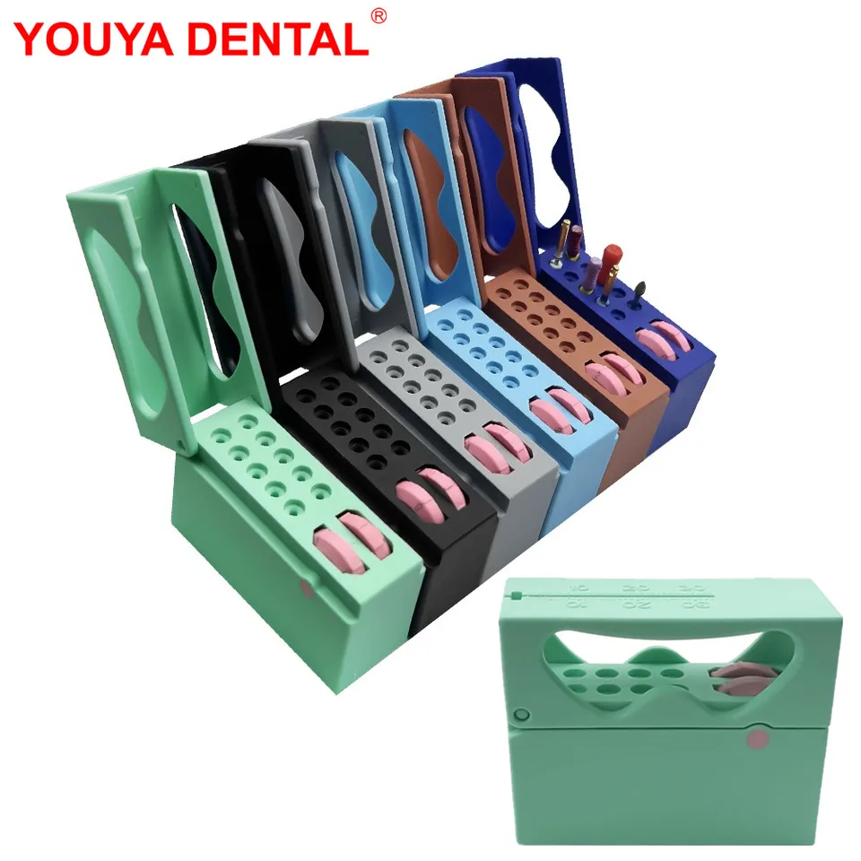 10 jamiek plastový zubný bur držiak Autoclavible Dental Bur Stand Case Case Coot Canal Endo Files Drill Dill Disinfekcia sterilizačný box