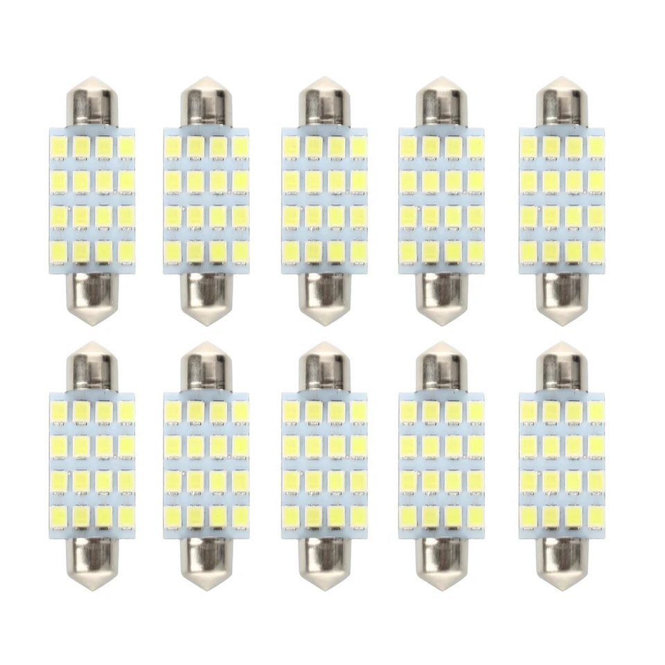 10 ks 16 torpédové auto žiarovky LED SMD 3528 42 mm - biela