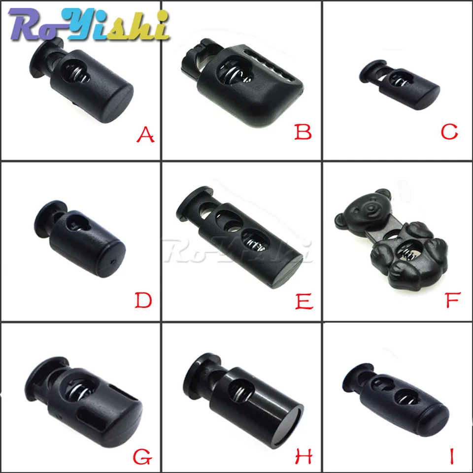 10 ks/balenie zámku šnúry prepínač sponky plastová čierna pre vrecká/odevy