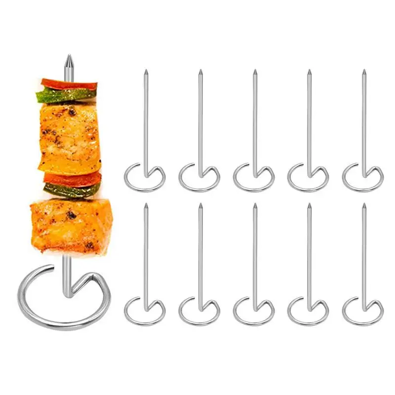 10 ks BBQ kebab tyčinky vonkajšie nástroje BBQ špízy grilovaný nástroj Vertikálny dizajn pre kuracie krevety