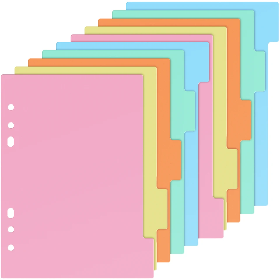 10 ks farebné deliace spojivá na karte 6 jamiek Plast Index Binder Deliéry pre notebook Plánovač notebook Index Index Stránky Marker
