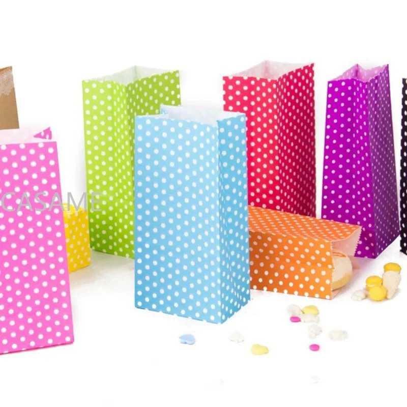 10 ks kraft papierové tašky ošetrené tašky Mini papierové tašky Malé ploché tašky Strieborné tašky Party