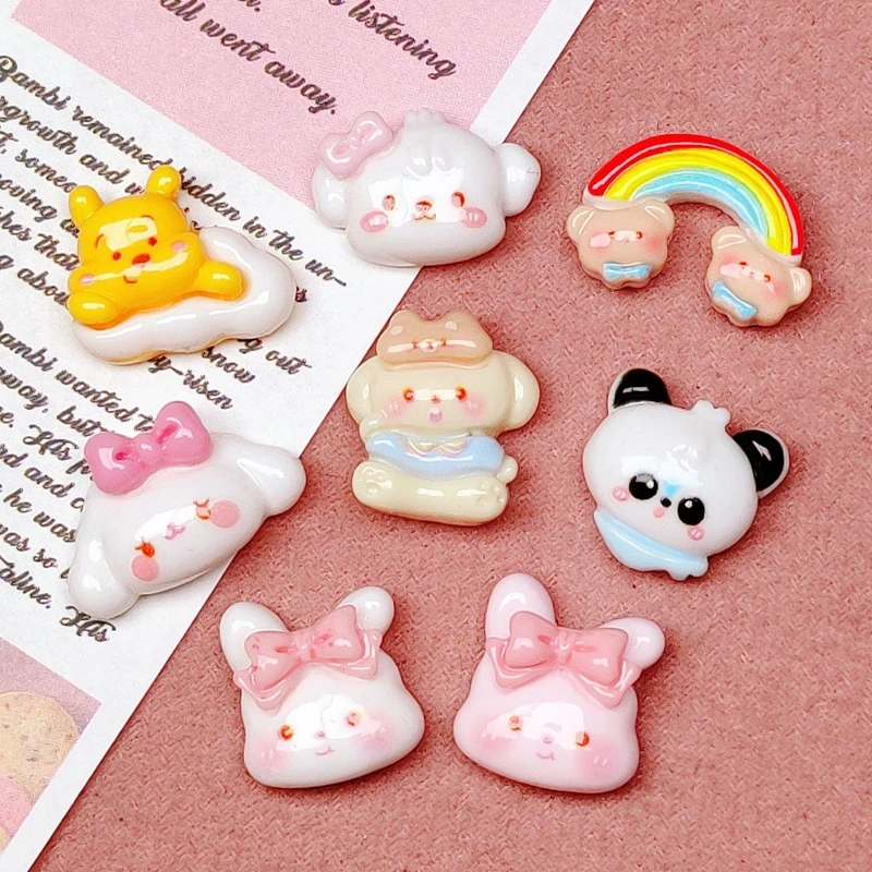 10 ks novým mini kawaii karikatúra zvierat Little Bear, Rainbow, Rabbit Resin zošita