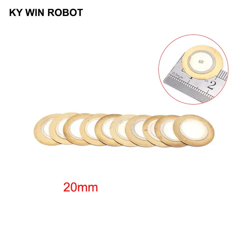 10 ks piezoelektrický piezo keramický doskový bzučiak reproduktor Dia 20 mm pre Arduino DIY Electro