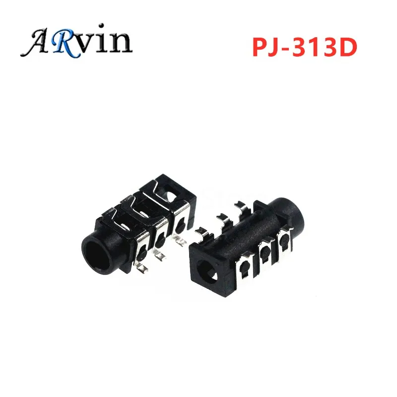10 ks pj313d pj313 3,5 mm ženský zvukový konektor SMT 6 pin stereofónne slúchadlá Jack PJ-313D Čierna ružová zelená