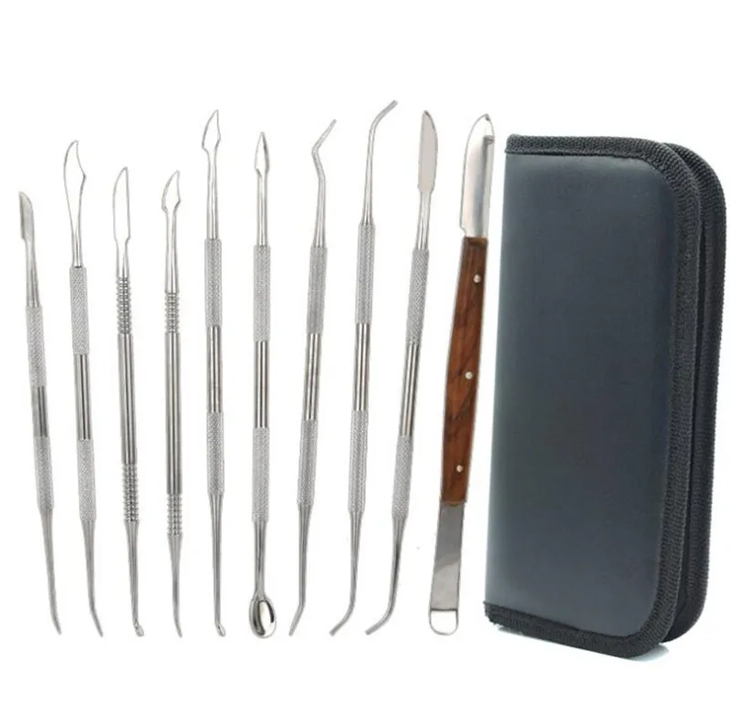 10 ks rezbárskym voskovým nožom Set Pattern Gravírovanie Knify pre zubné a šperky DIY Tools