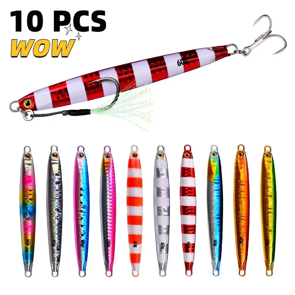 10 ks/set 10g 20g 30g 40 g 60 g liate kovové návnady Rybárske návnady Lot Složité prípravky Trout Trout Hard návnady Tainte Pesca Fish Jigging Saltwater