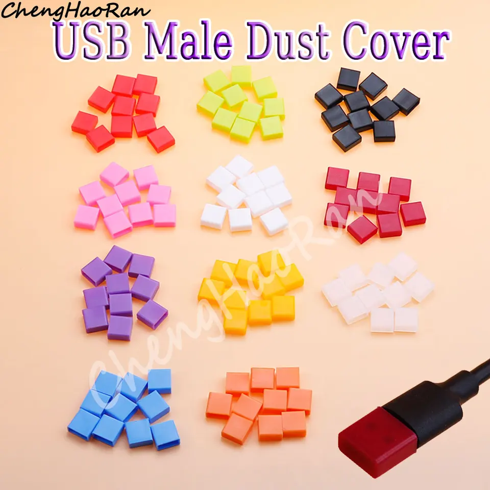 10 ks/set USB mužský port prach nabíjanie nabíjania nabíjania kábla Kábel Kábel Univerzálna čiapka USB Silikone Protector Prachový kryt