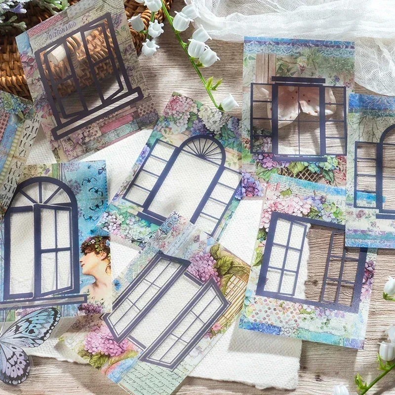 10 ks vintage okenné rámové koláže koláž pre domáce zvieratá balenie DIY Diery Junk Journal dekoration karta výrobu nálepiek album scrapbooking