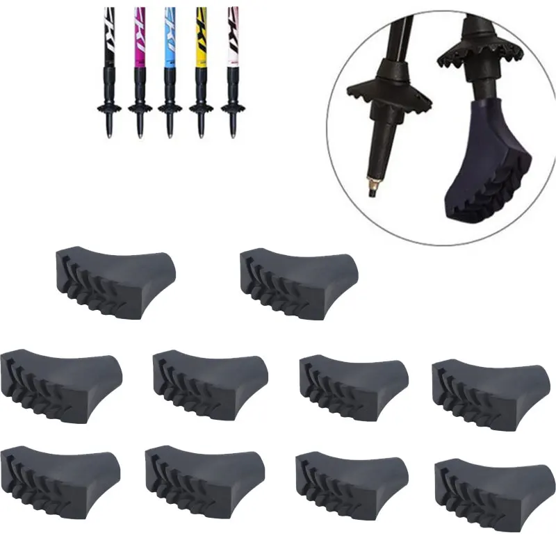 10 kusov/5 párov Nordic Walking Pole Trekking Pole Tip Ochrana chrániče gumových podložiek Náhradné tipy na turistickú tyčinku pre turistickú palicu