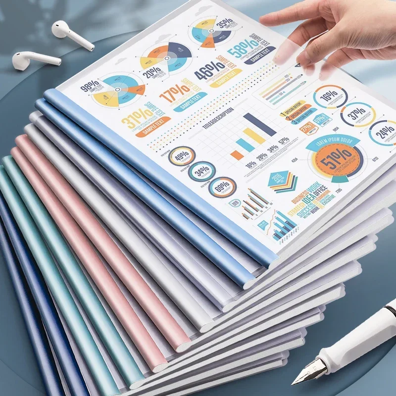 10 kusov A4 Transparentný dokument súboru Dokument Rod Sliding Bar File Pokrýva zásoby klipových svoriek Binder Business Office Supplies