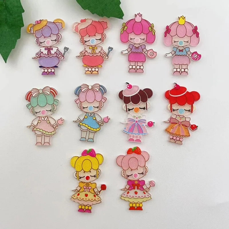 10 kusov akrylového kawaii karikatúra Bubble Girl Character Parlot Pendant šperky na výrobu dievčenských dekorácií