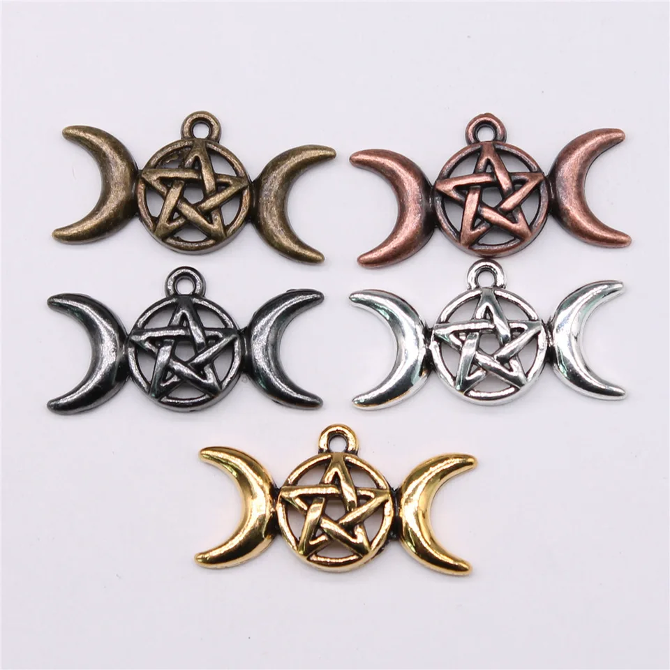 10 kusov/veľa kovového pentagramu Goddess Star Moon Charms prívesok pre kutilské šperky výroba 30 mm*16 mm