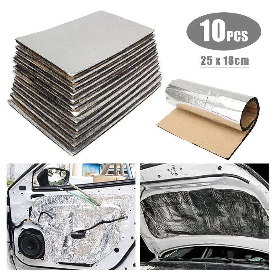 10 listov Zvuk Tréning tlmenie rohože automobil Van Zvukový izolácia zvukovej izolácie 5/10 mm automatické izolátor automobilu 40*180 mm