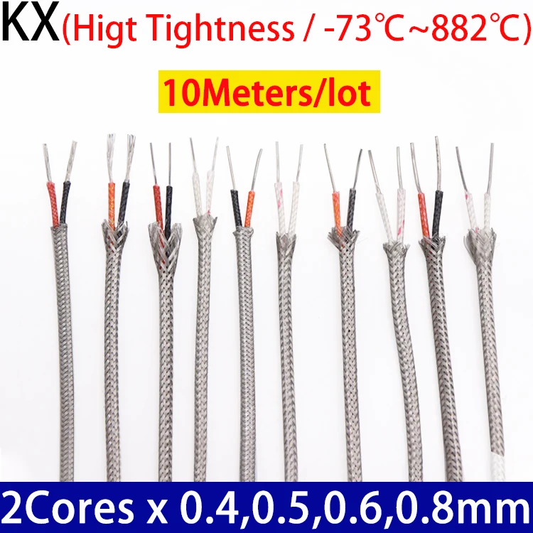 10 m KX jadrá typu 2 x 0,4 0,5 0,6 0,8 mm termočlánok drôt z nehrdzavejúcej ocele