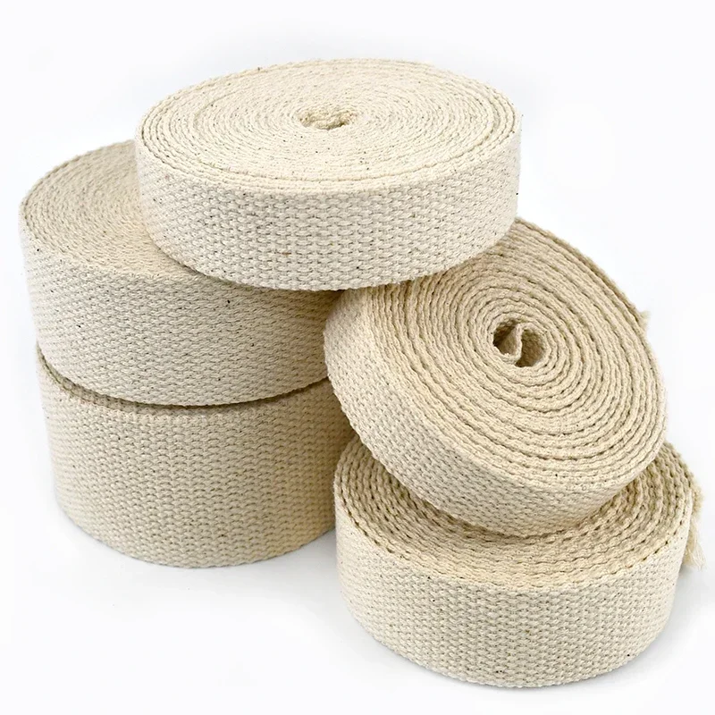 10 metrov 15-38 mm béžové plátno Cotton Webbing Ribbon DIY TAGS REARP TAPE RELE PRE OBLASŤ DOMÁCNO