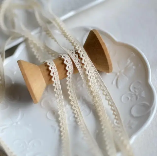 10 metrov béžová bavlnená čipka vyšívaná háčkovaná čipka orezávanie pre kostýmový dizajn Svadobná DIY Patchwork 8 mm