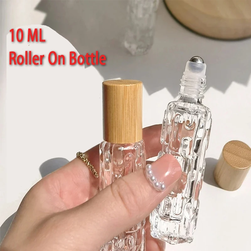 10 ml prenosný hrubý sklenený valček Esenciálny olej Parfum s guľkami Fľaše Praxové doplňovanie Rollerball Vial Cestovné kotúče na fľaštičke