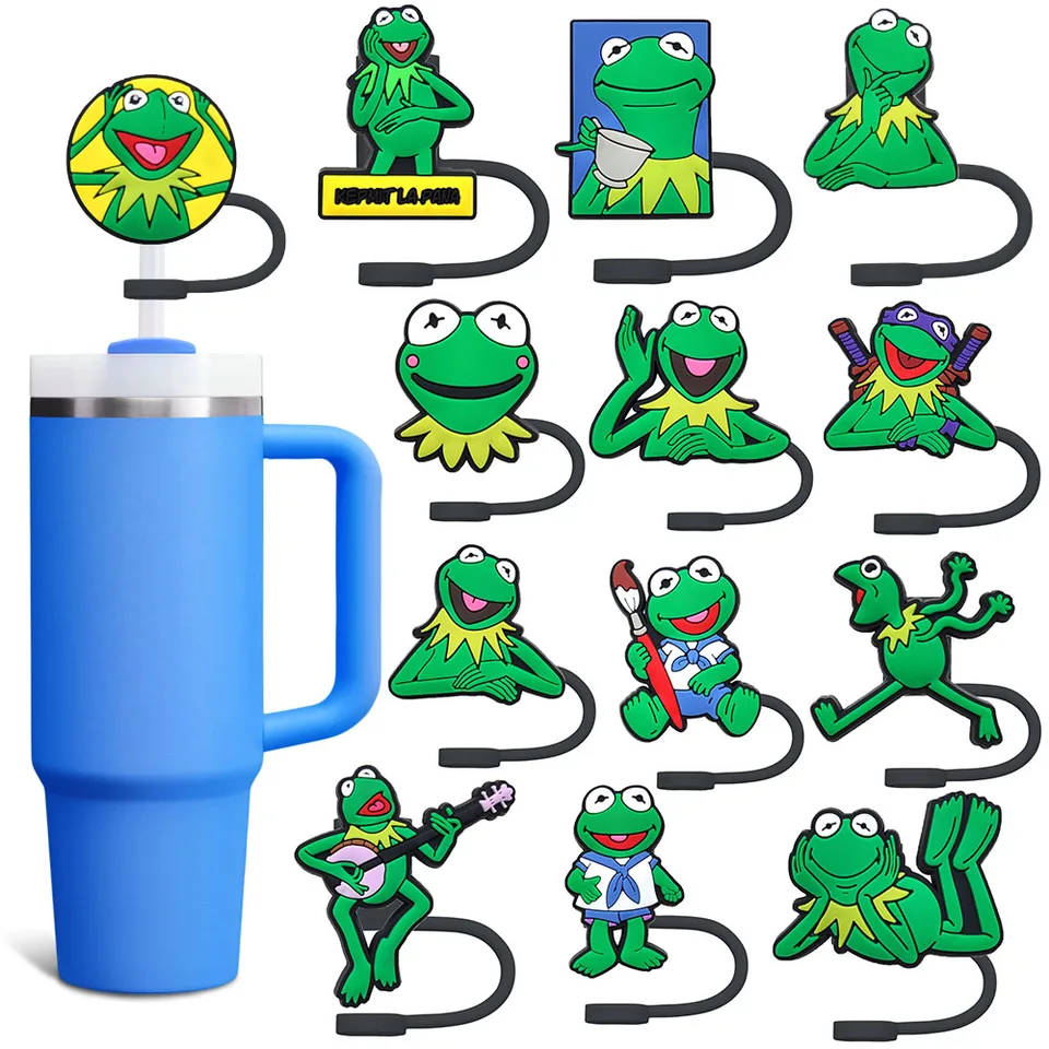 10 mm/0,4 palca Frog Cartoon Slaw Cover pre Stanley Cup, Straw Topper kompatibilný s rukoväťou poháriky s rozmermi 30 a 40oz, silikónová slama