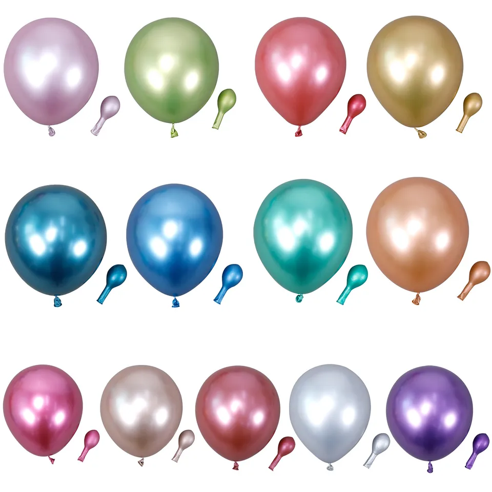 10 palcov 1,8G Chrome Metallic Silver Gold Globos Ballons nafukovacie hélium latexové chrómové balóny