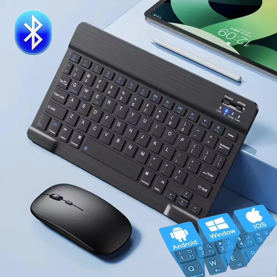 10 -palcová klávesnica Bluetooth, nabíjateľná bezdrôtová klávesnica pre tablet iPad Samsung Xiaomi Lenovo, klávesnica pre Android iOS Windows