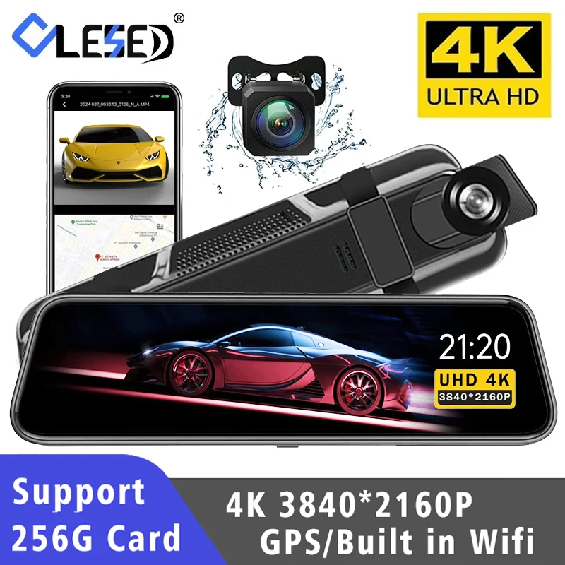 10 -palcová palubná vačka 4K GPS WiFi zrkadlo DVR DVR DVR duálne šošovky Dashcam IPS IPS Screen Camera Camera Drive Stream Stream spätné zrkadlo