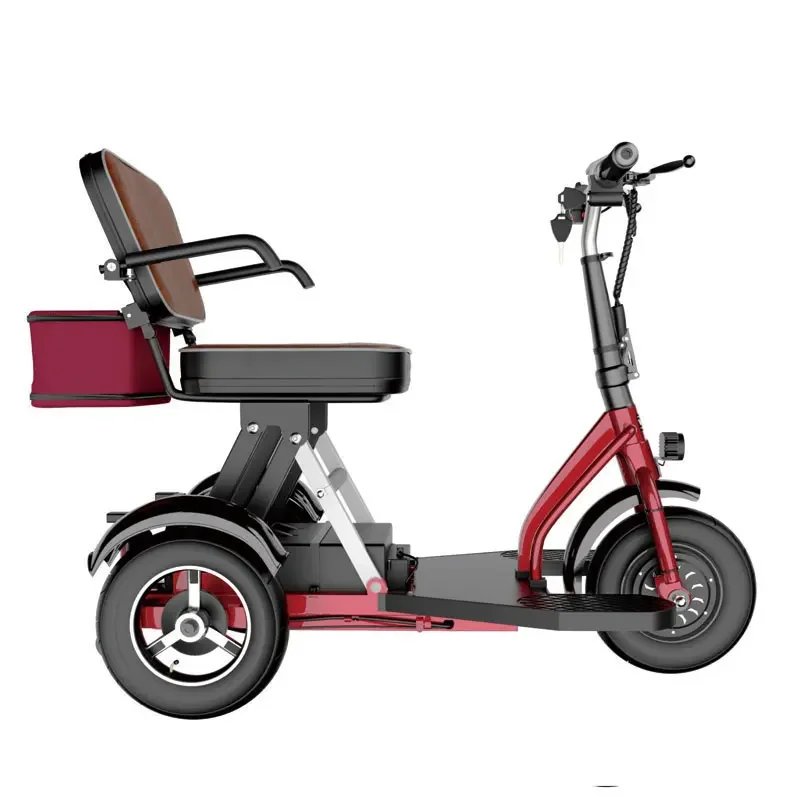 10-palcová továreň skladová skladacia elektrická trojkolesová skúter 40 km rozsah 350 W starší trojkolesový elektrický motocykel