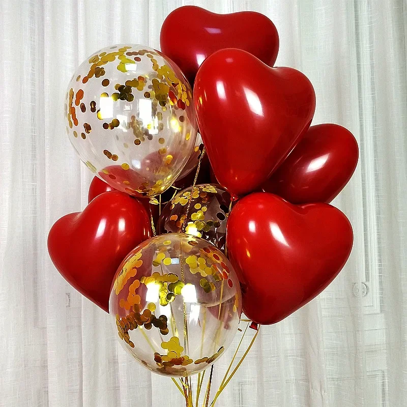 10 -palcové matné srdiečko v tvare granátového jablka Red Latex Balón 5 balení dvojitý balón svadobný milenec návrh svadobná hostina dekorácia
