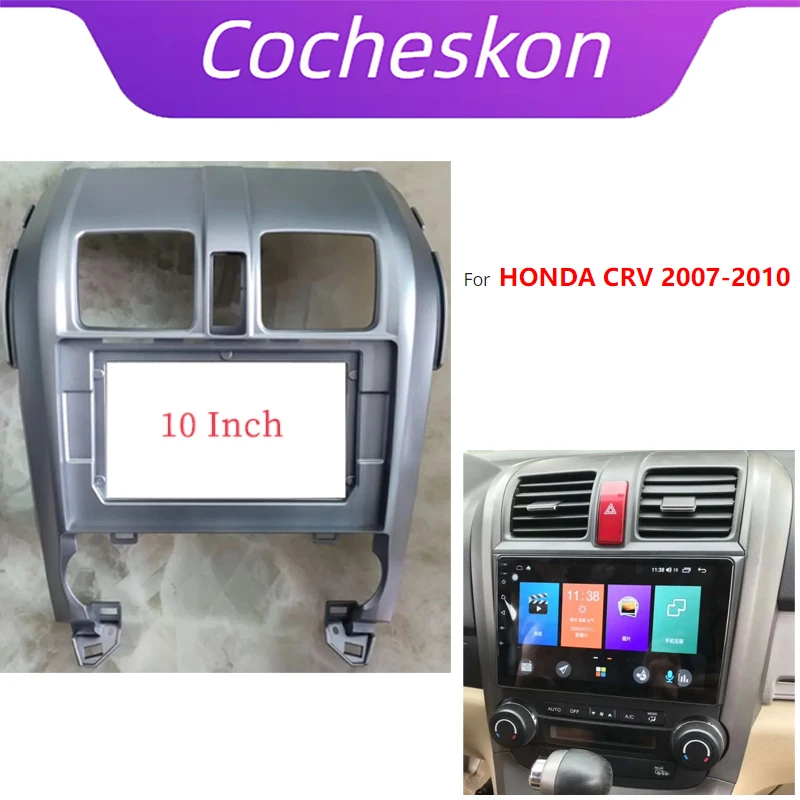 10-palcový adaptér Fascia Fascia 10 palcov Android Radio Radio Audio Dash panelovej súpravy pre Honda Crv CR-V 2007-2010