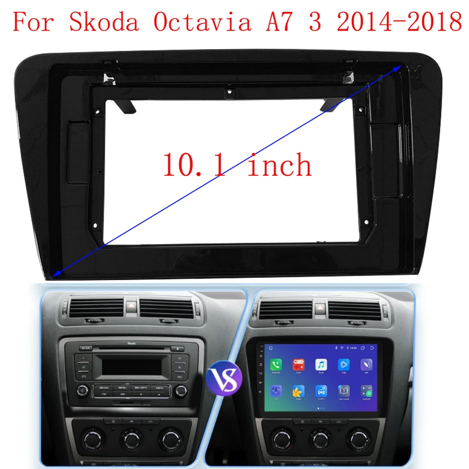 10-palcový rádiový rám pre rádio pre skod Octavia A7 3 2014-2018 Dash Mount Kit Stereo GPS DVD DVD Player Inštalácia Panel Adapter Cover Fascia
