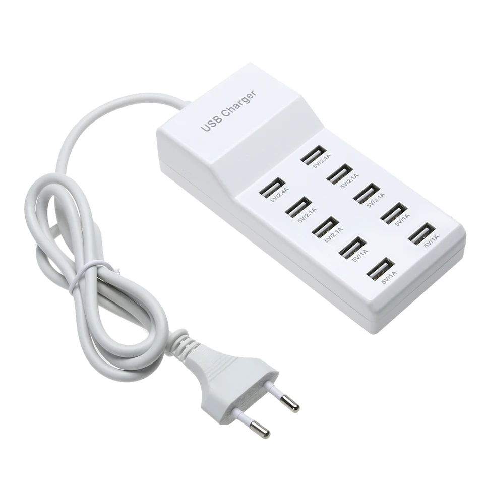 10 Port USB Domov Cestovná stena AC nabíjačku s rýchlym nabíjaním Power Strip Adaptér