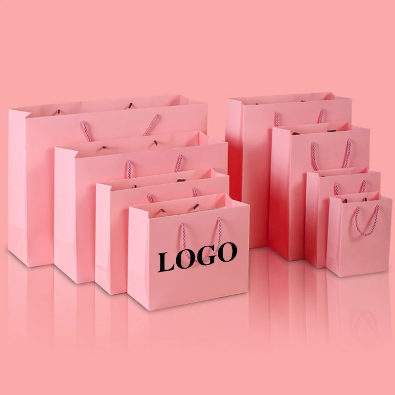 10 počítačov Vlastný logo Papier Pink Balíček Oranžová taška Birtthday Štedrý deň darčeky Balíčky Balíčky Balíček Darčeky Darčeky