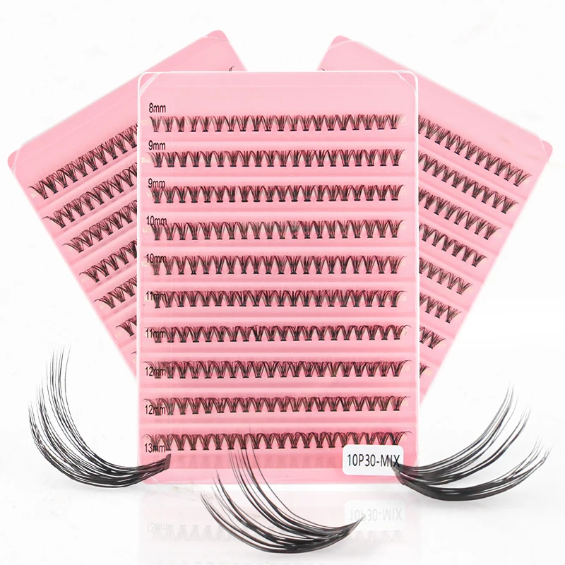 10 riadkov 200 clusters/box Klastrové mihalnice Prírodné 30D individuálne predlžovanie rias riasy Lashes Profesionálne falošné riasy makeup