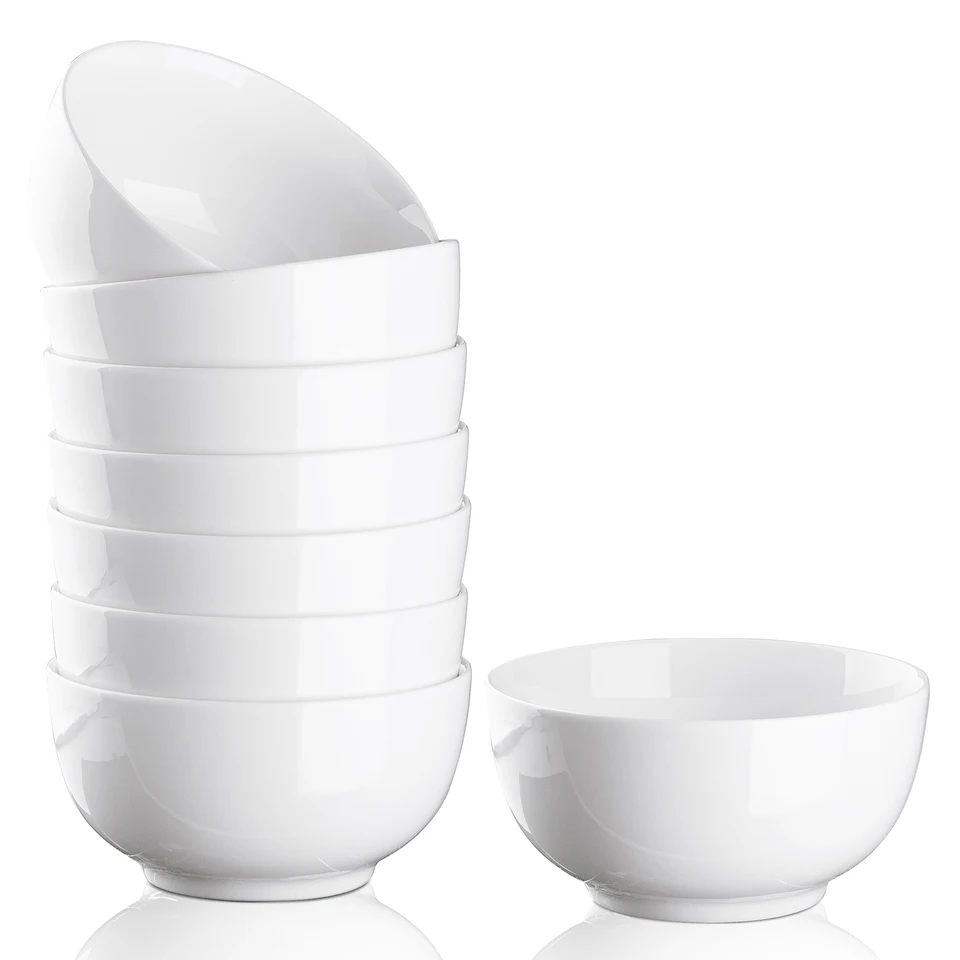 10 unca porcelánové misky súpravy 8 balení prémiové biele keramické misky pre obilniny, polievku, šalát, cestoviny, prípravok, ryža, zmrzlina, mikrovlnná rúra
