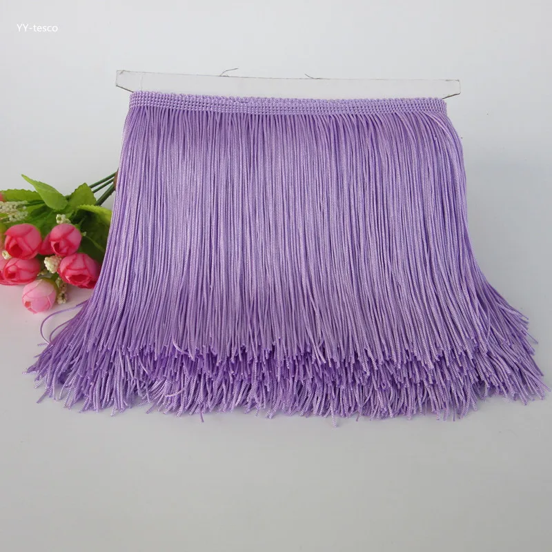 10 yard Light Purple Fringe Tassel Orezanie čipky latinské šaty makrame tanečné odevy polyester jednotlivé pásma 15 cm čipka stuha
