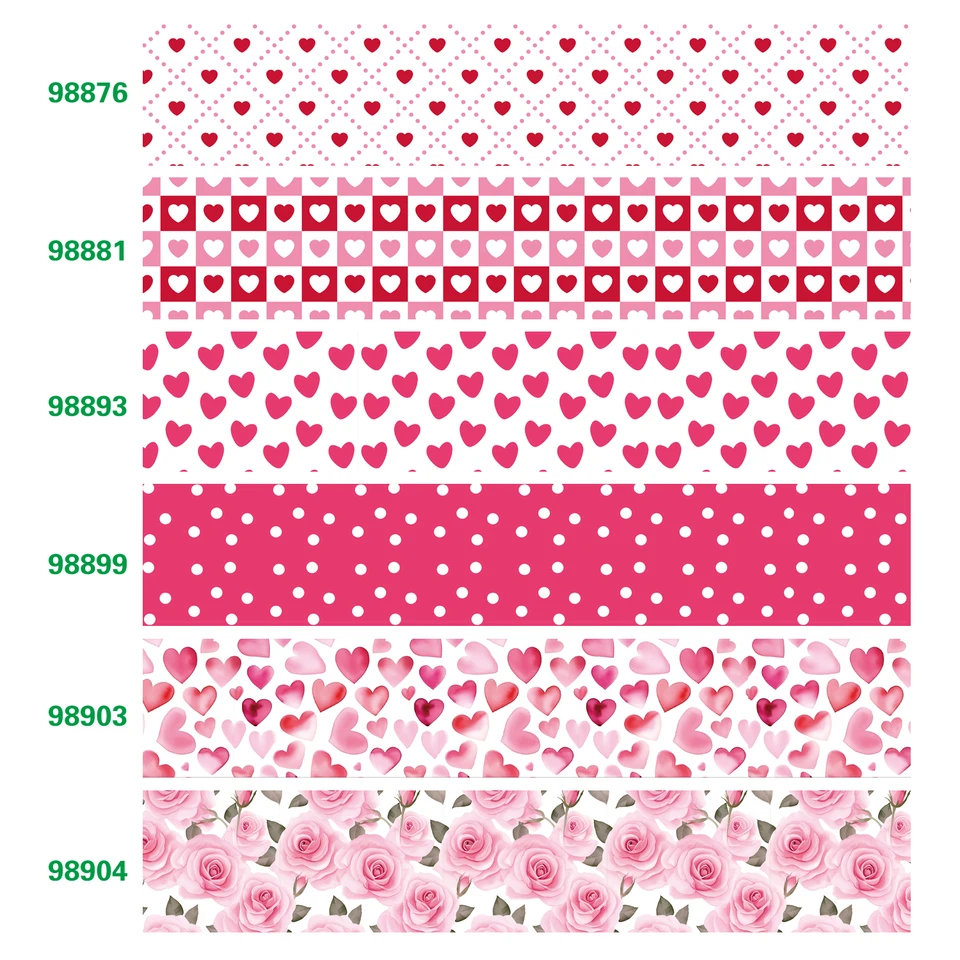10 yardová horná stuha Značka Vytlačená grosgrain Ribbon Valentín Karikatúra tematická pre domácich majstrov sobotných remesiel balenie 98876