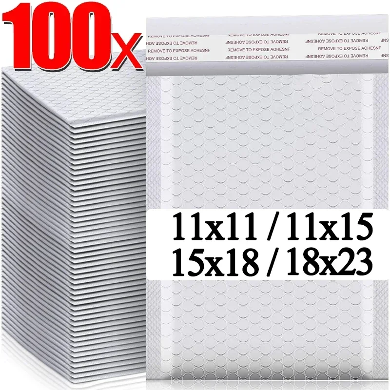 100/10ks plastové bublinové obálky vrecko Vodotesné penové prilepenie samoobslužné balenie vrecka Mailers Shipping Oner Ons Storage Organizátor