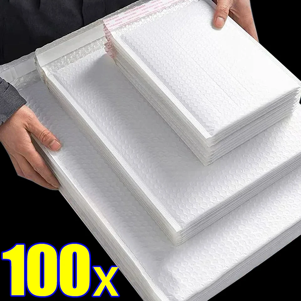100/10ks plastové bublinové obálky vrecko Vodotesné penové prilepenie samoobslužné balenie vrecka Mailers Shipping Oner Ons Storage Organizátor
